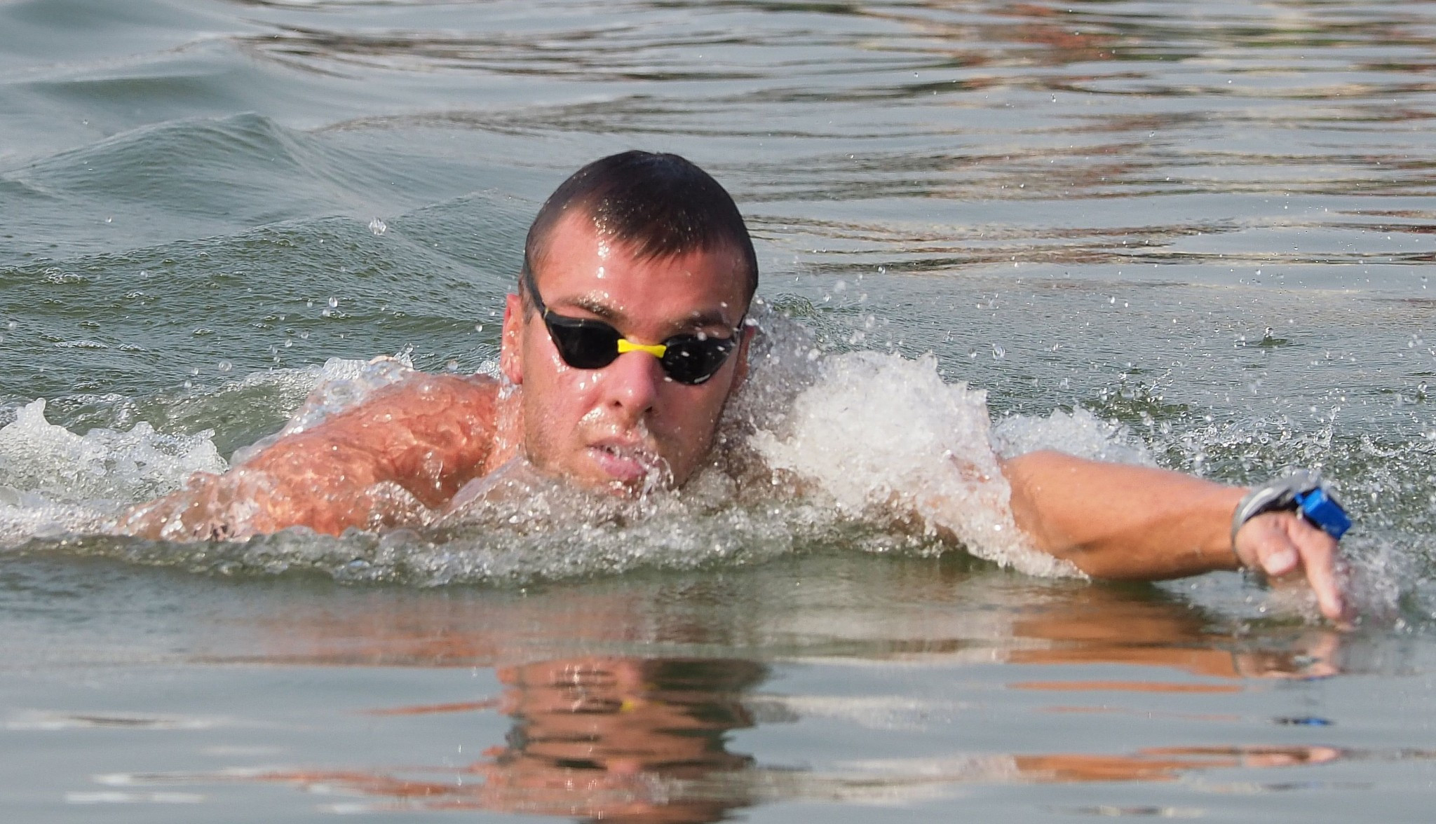 Italy's Gregorio Paltrinieri won the men's 10km marathon swimming race ©Taipei 2017