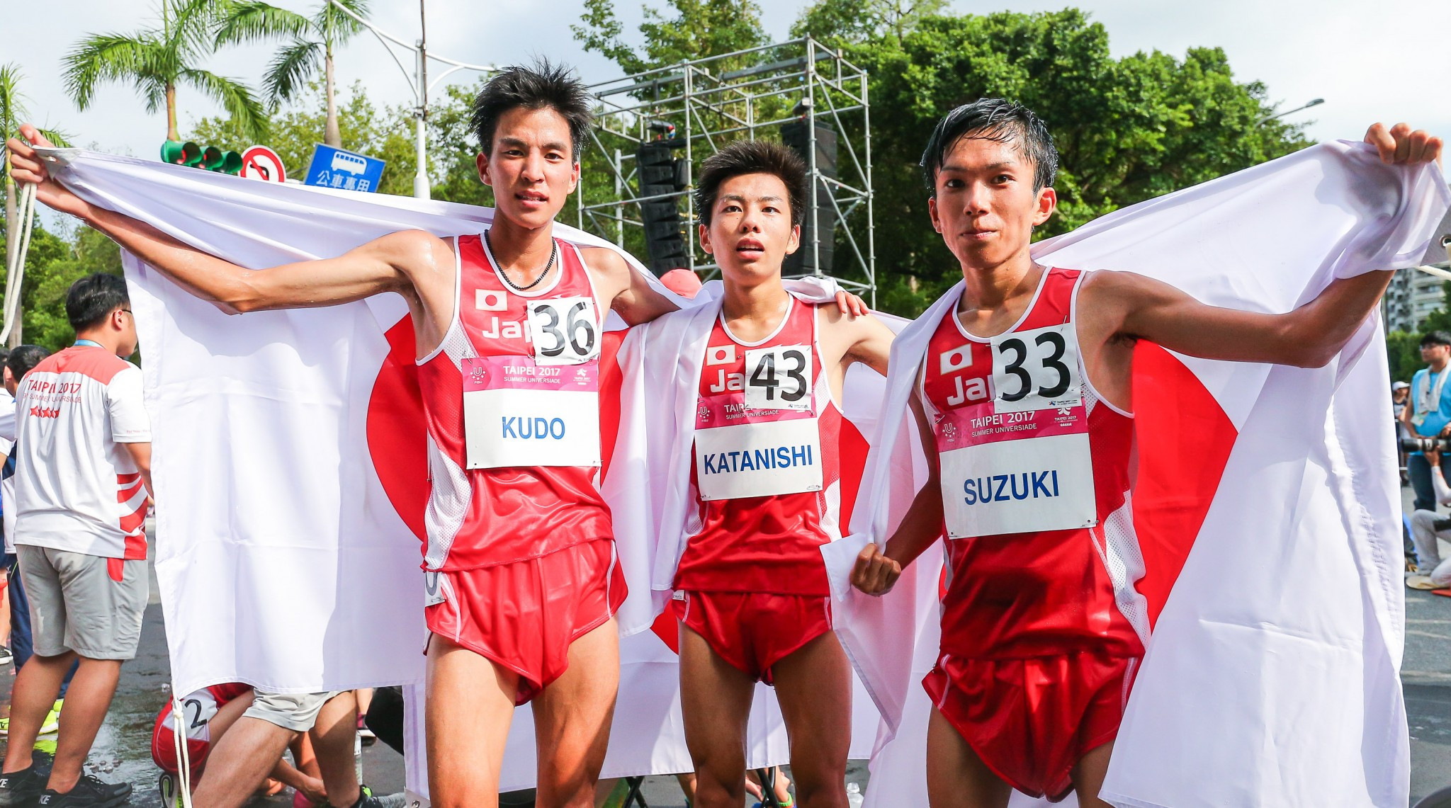 Japan enjoyed a clean sweep in the men's half marathon ©Taipei 2017