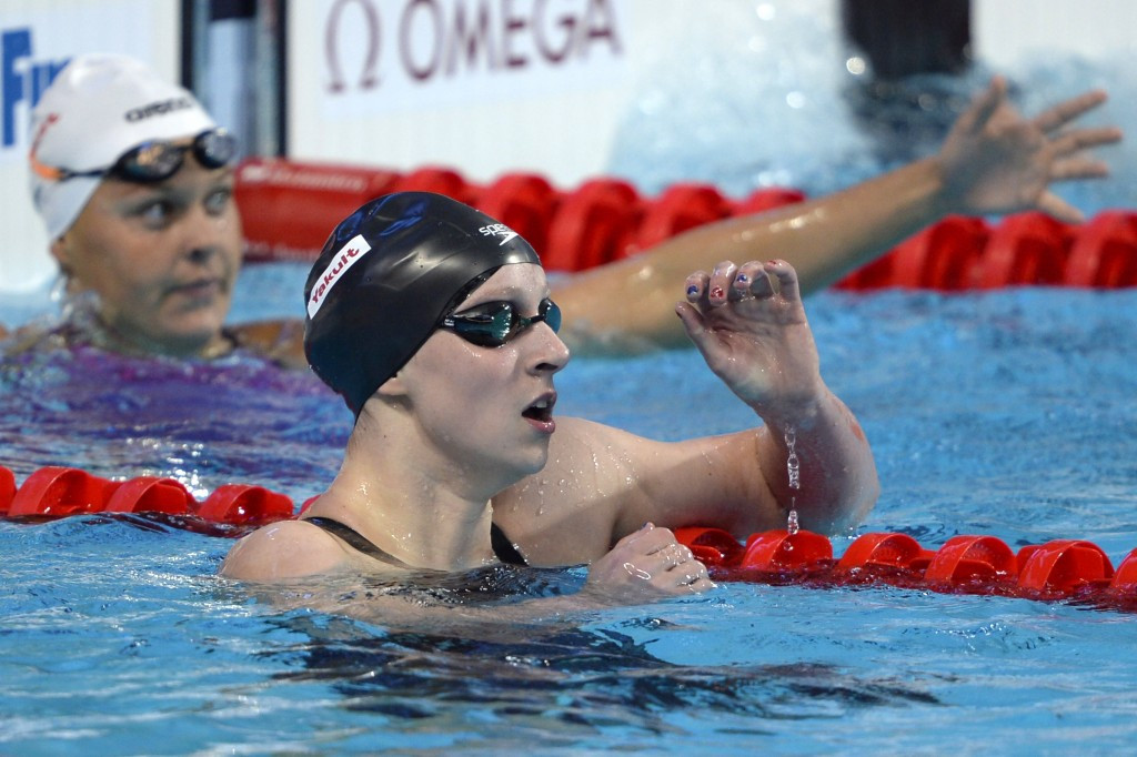America's Katie Ledecky defended her 400m freestyle title ©AFP/Getty Images
