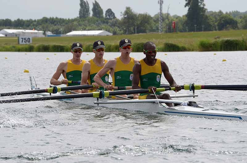 Matthew Brittain, John Smith, Sizwe Lawrence Ndlovu and James Thompson became the first South African rowing team to win an Olympic gold medal in the men's light coxless four at London 2012