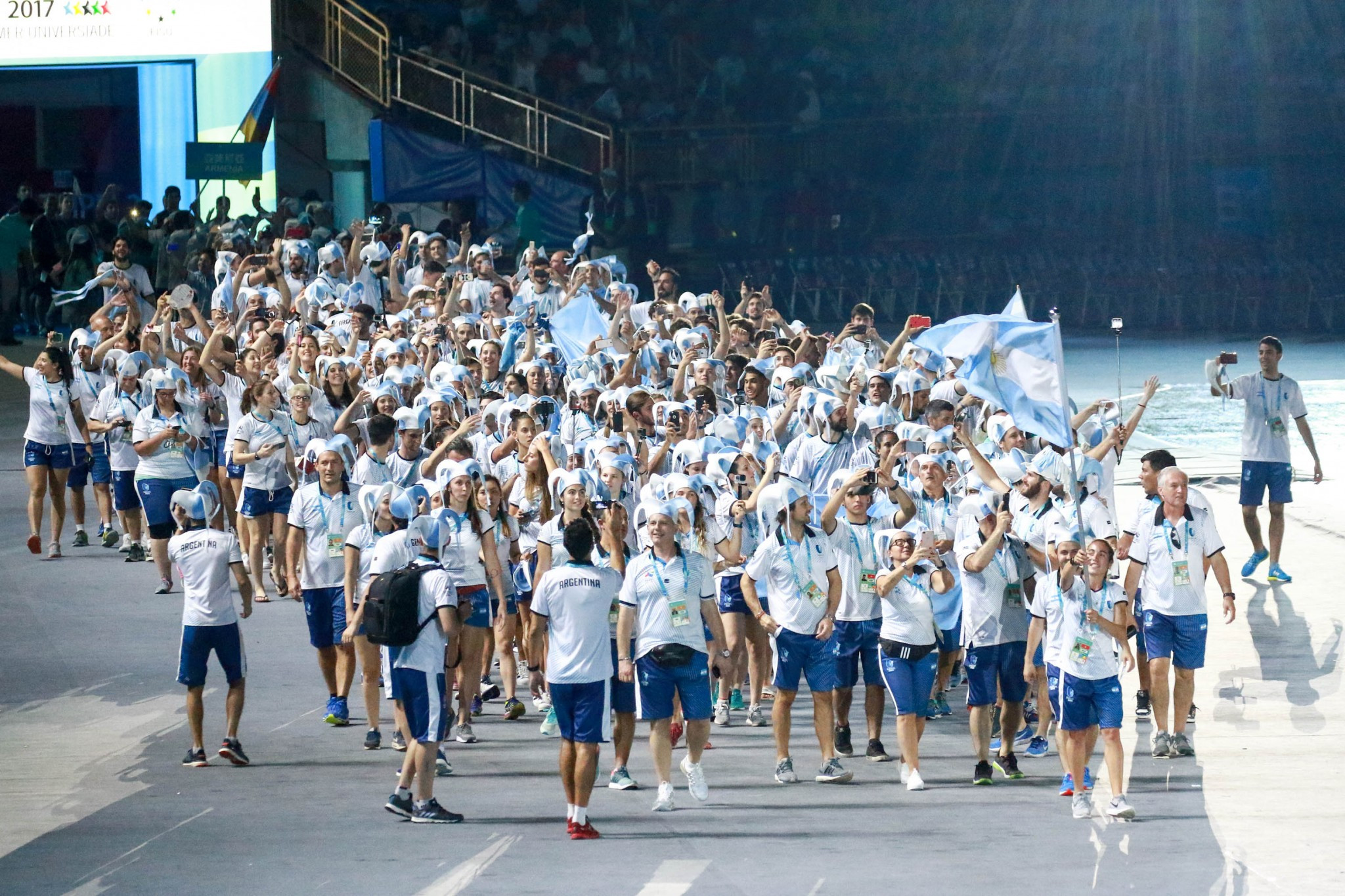 The Parade of Nations was delayed during the Opening Ceremony due to protests ©Taipei 2017