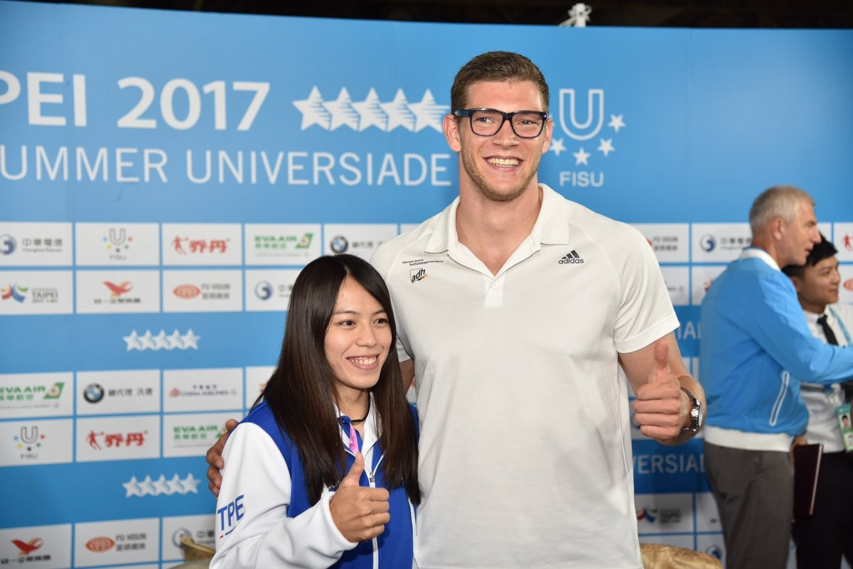 Chinese Taipei's weightlifter Kuo Hsing-chun, left, and German javelin thrower  Andreas Hofmann both gave positive feedback on the Universiade before the Closing Ceremony tonight ©Taipei 2017