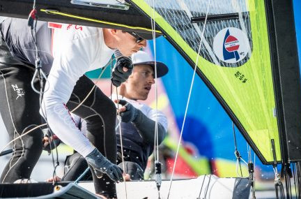 After two days lost to fog, racing finally got underway today at the 49er and 49erFX World Championships in Porto ©49er.org