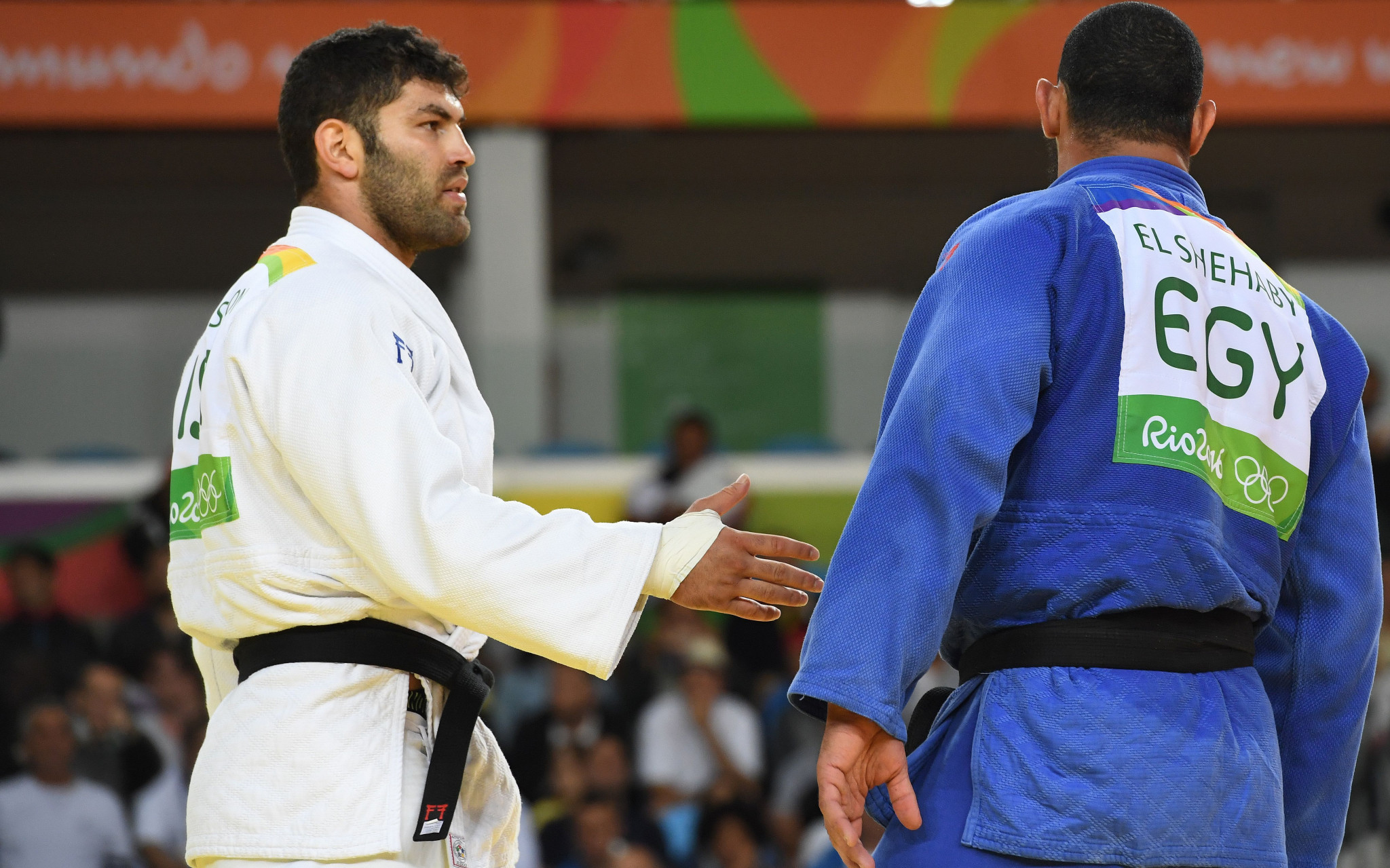 Egyptian judoka Islam El Shehaby refused to shake the hand of bronze medallist Or Sasson following a preliminary round loss at under 100 kilograms at Rio 2016 ©Getty Images