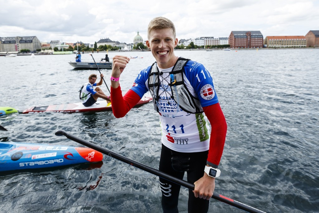 Hungary’s Bruno Hasulyo sealed his first gold medal at this level as he prevailed in the men's SUP distance race ©ISA