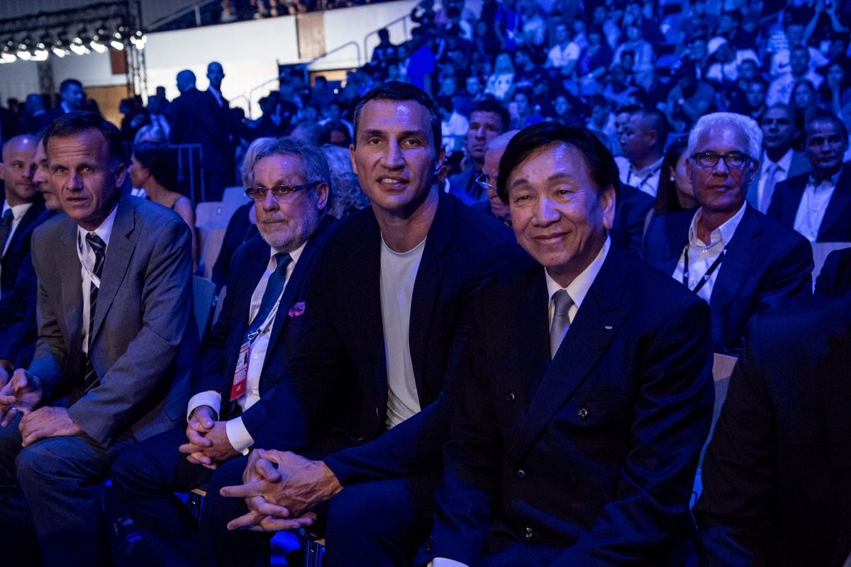 Former world heavyweight and Olympic boxing champion Wladimir Klitschko was in attendance for the last day of action ©AIBA