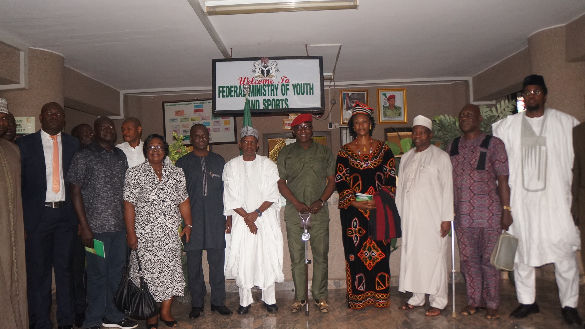 Nigeria's Minister of Youth and Sport Solomon Dalung and the country's first female Nigeria Taekwondo Federation President Margaret Binga and the newly inaugurated Board during a special ceremony in Abuja ©Nigeria Taekwondo Federation