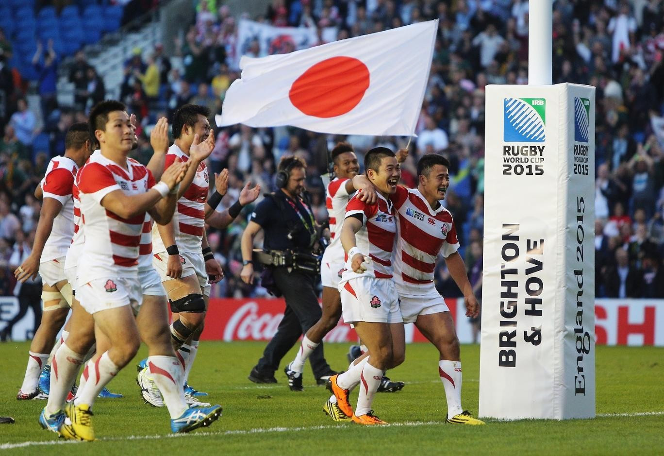 Japan caused one of the biggest shocks in the history of the Rugby World Cup when they beat South Africa during the 2015 tournament in England ©Getty Images