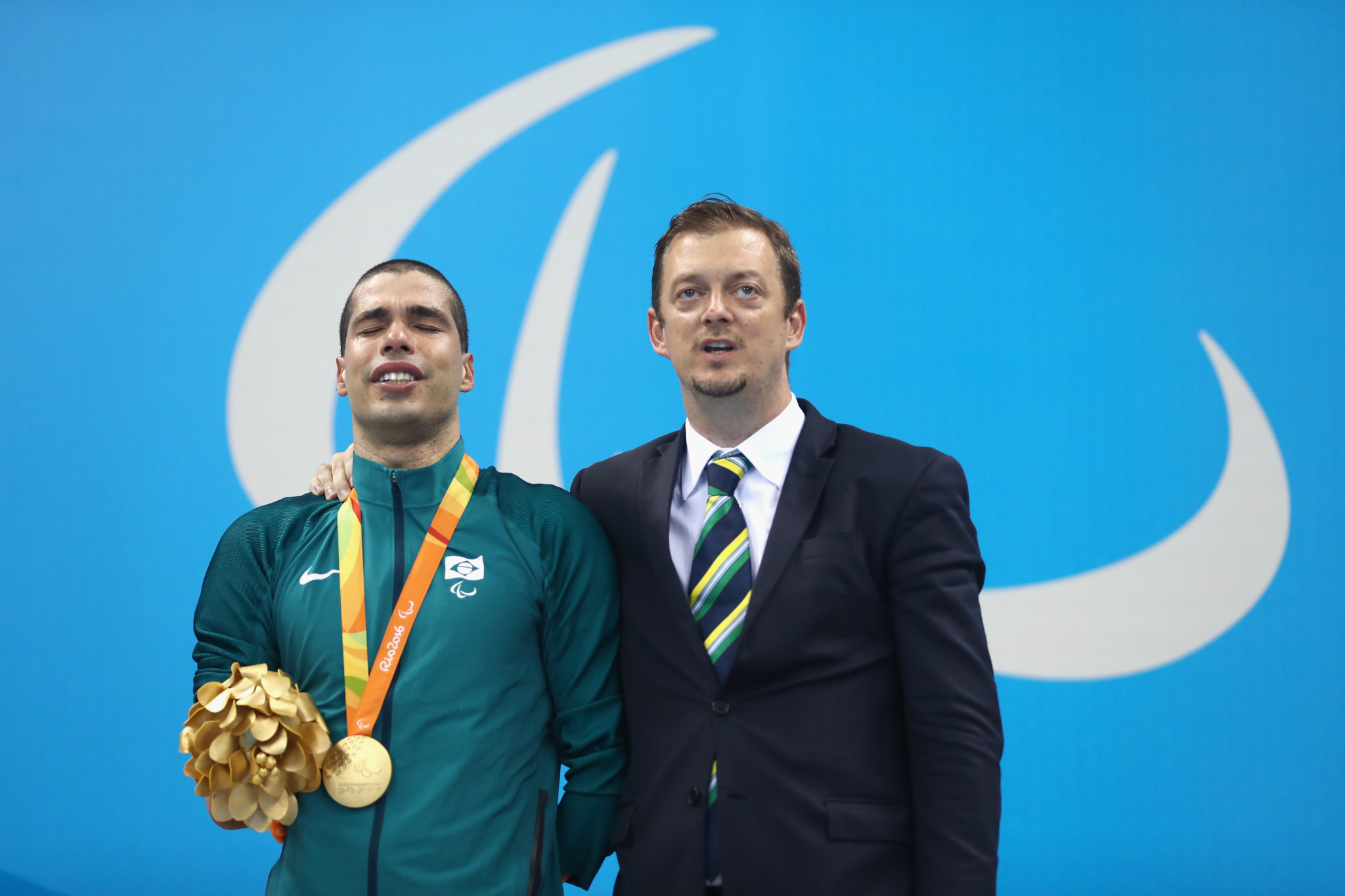 Brazil's Andrew Parsons, pictured here with his country's swimming star Daniel Dias at Rio 2016, is promising a better dialogue with IPC members if he is elected President ©Getty Images