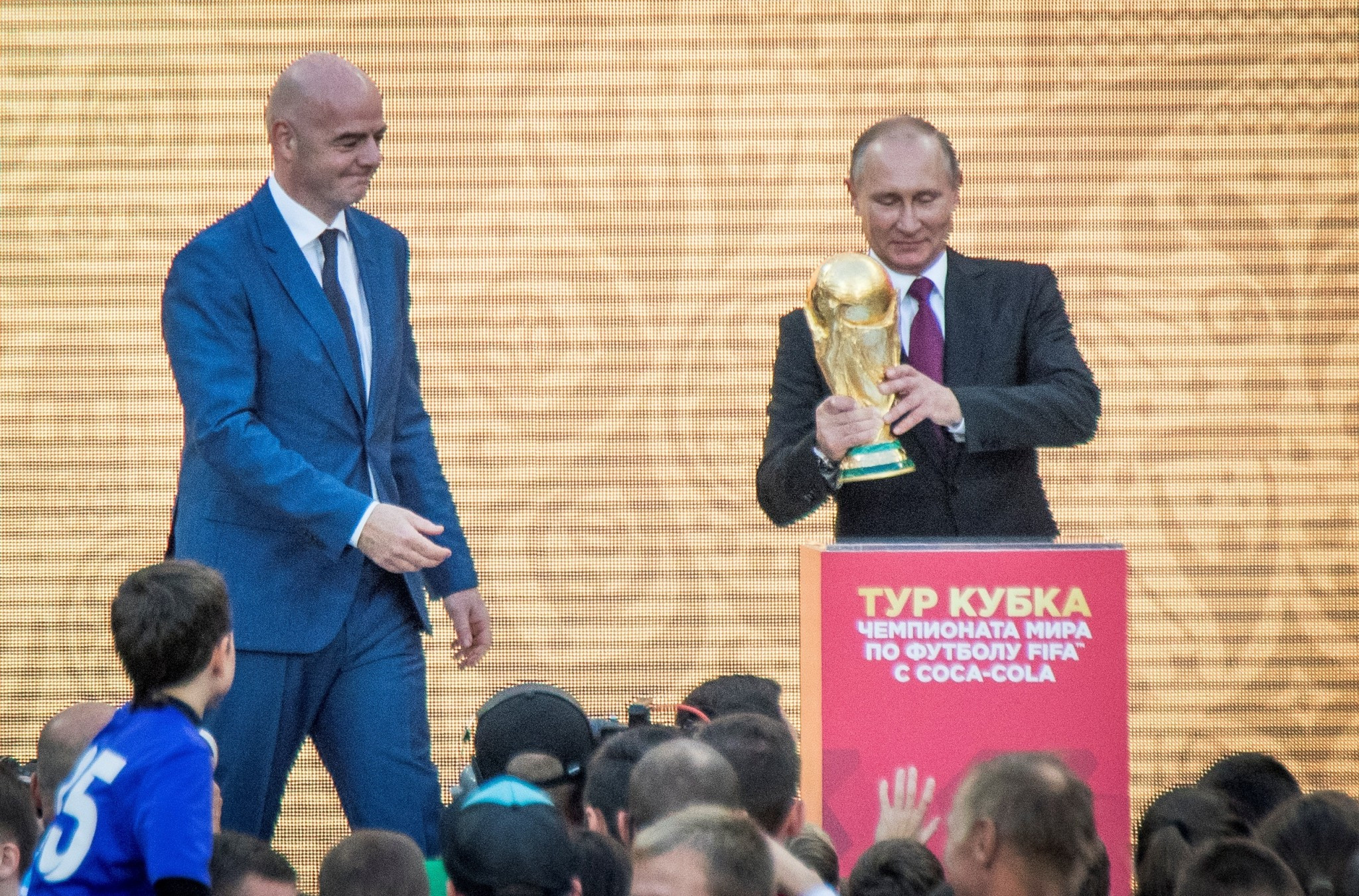 Putin and Infantino on hand to begin 2018 World Cup trophy tour