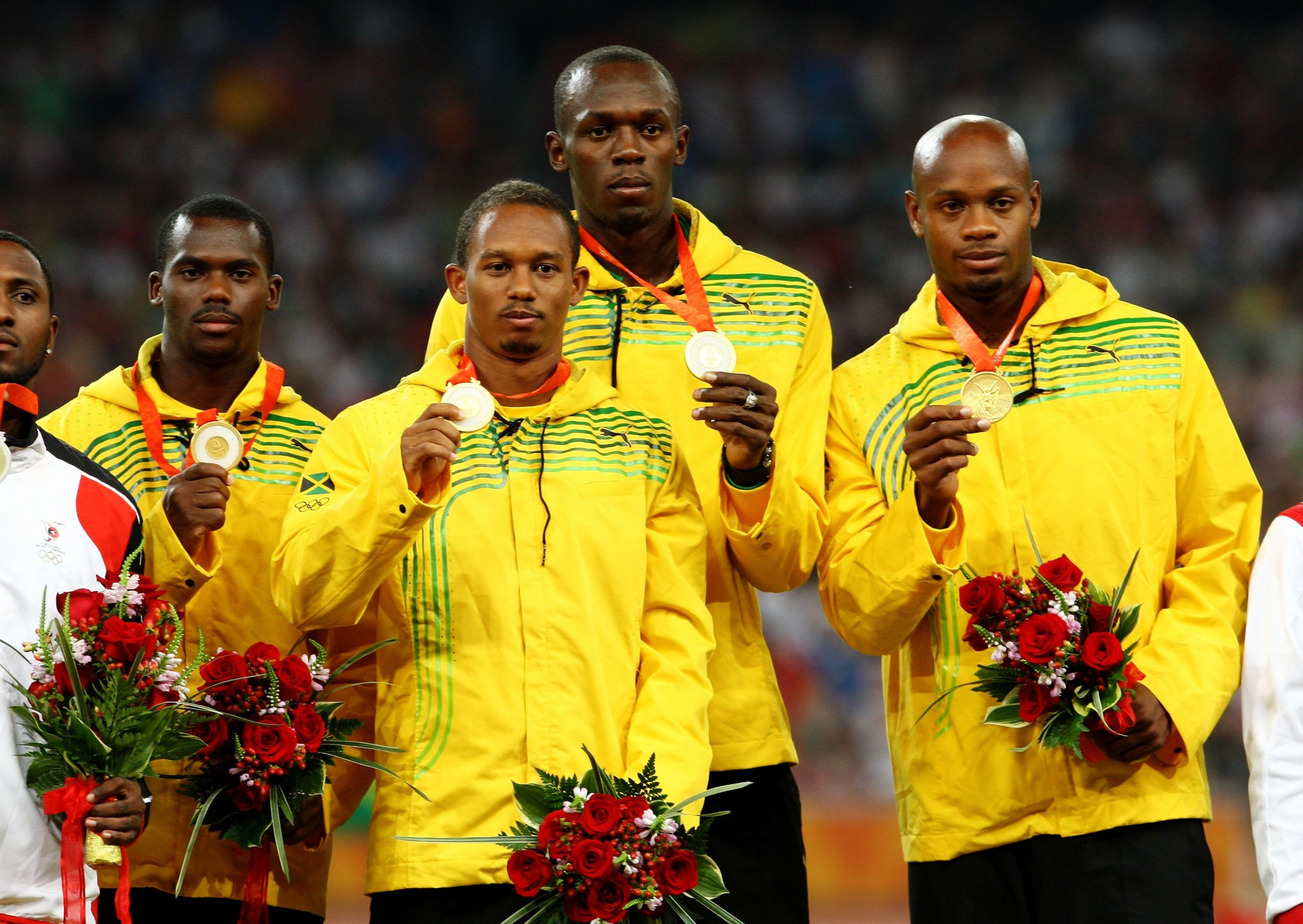 Jamaica lost the Olympic gold medals they won in the 4x100m at Beijing after a re-analysis of the sample of Nesta Carter, left, tested positive for a anned energy boosting substance ©Getty Images