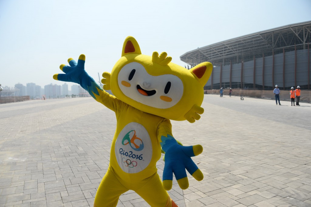 Rio 2016 mascot Vinicius poses in the Olympic Park at Barra ©Getty Images