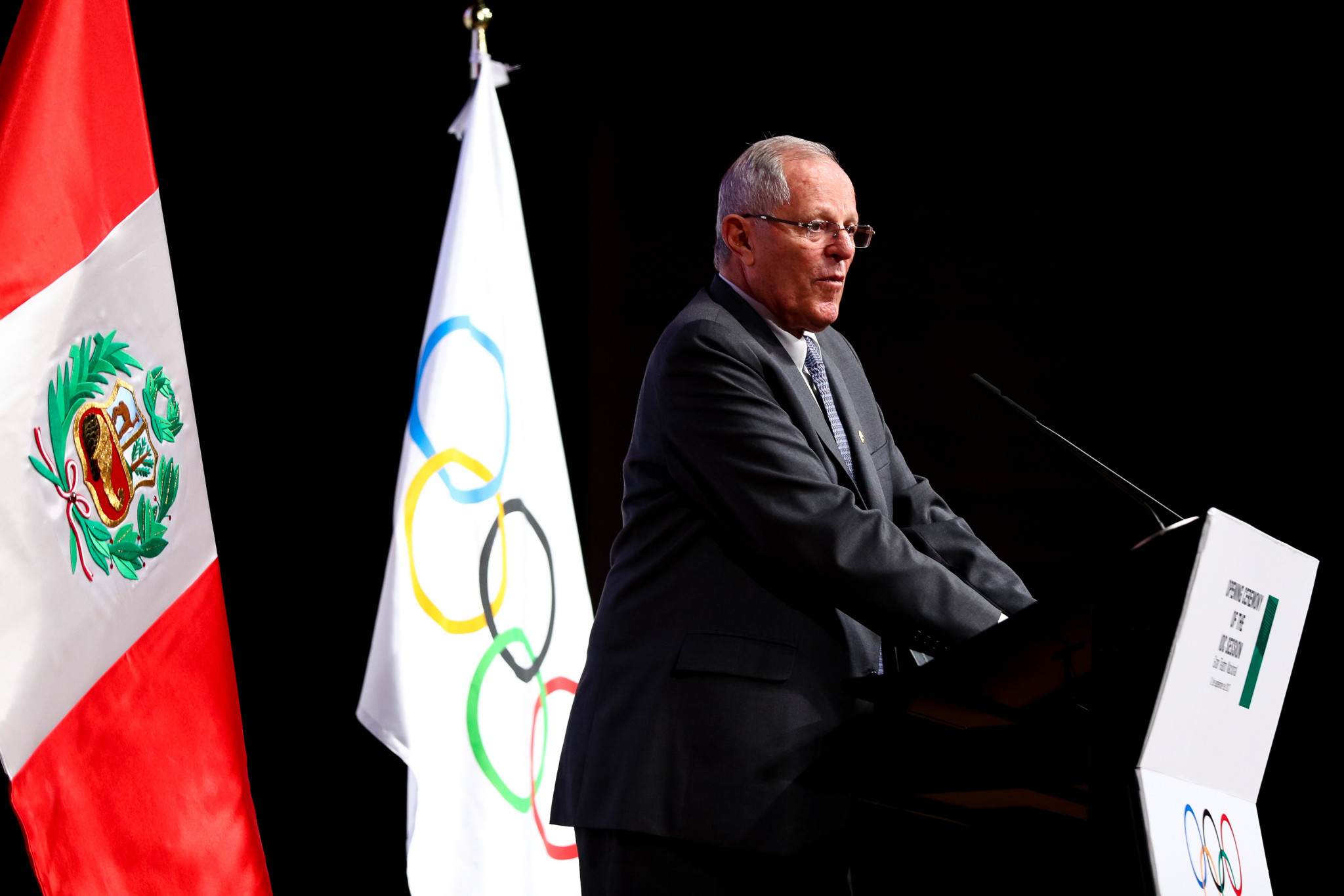 Peru President Pedro Pablo Kuczynski delivered the opening speech of the Ceremony ©Getty Images