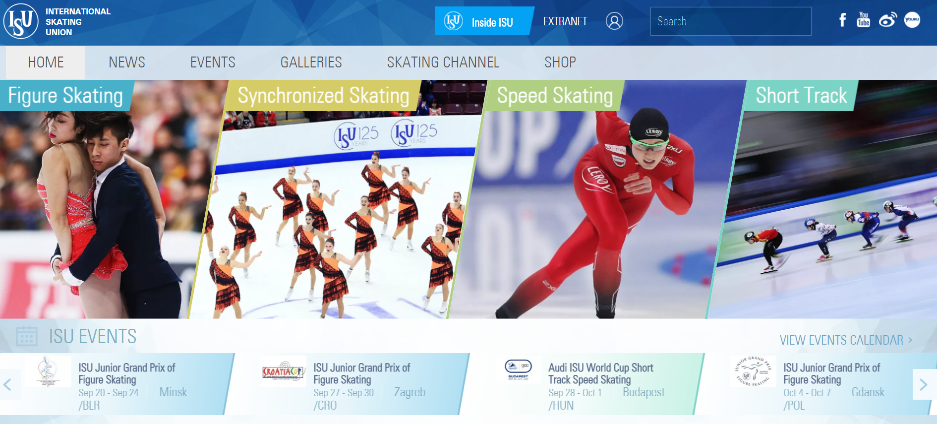The International Skating Union has redesigned its website ©ISU