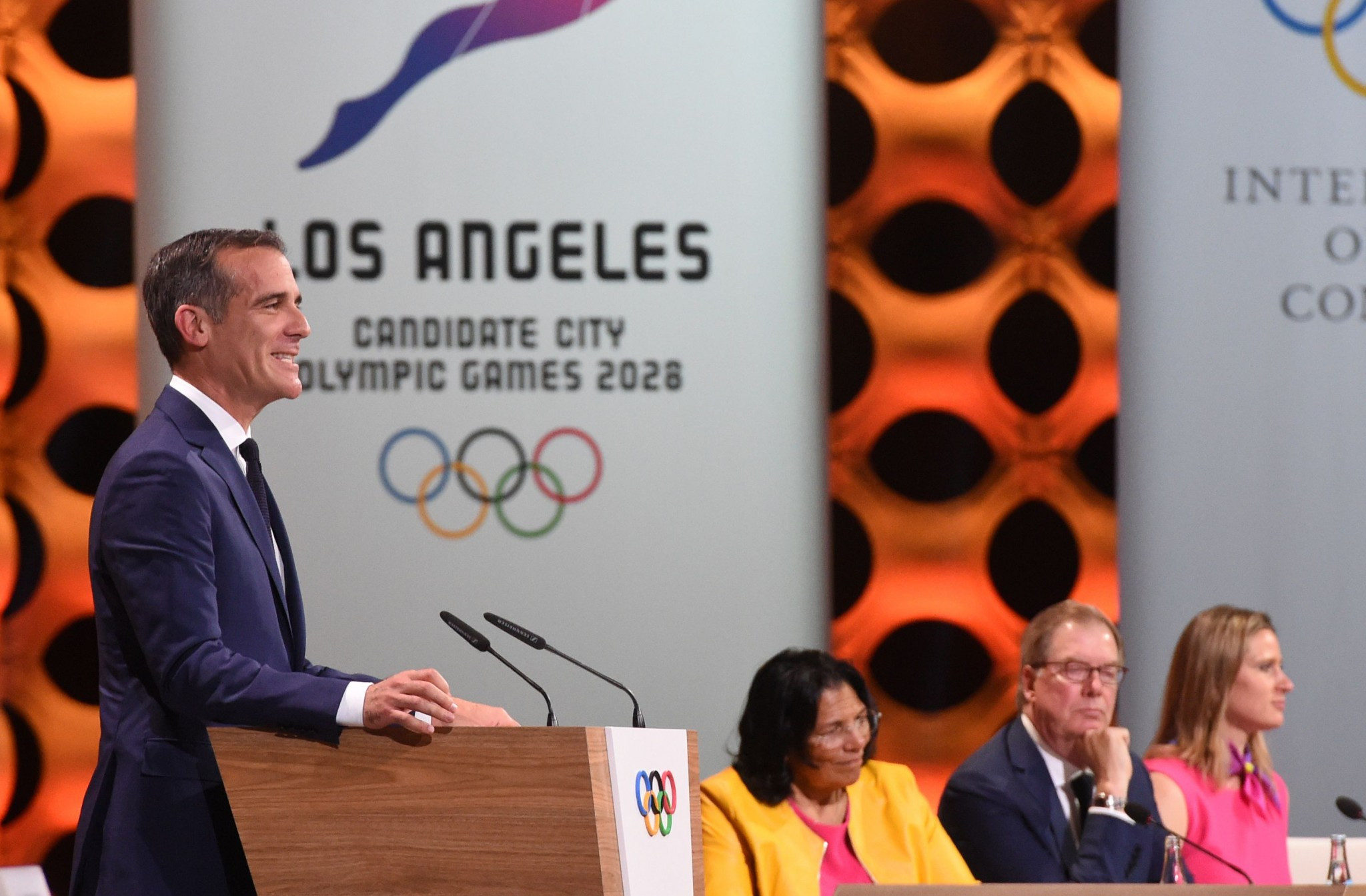 Los Angeles Mayor Eric Garcetti said the city would inspire a generation for the next 11 years ©Getty Images