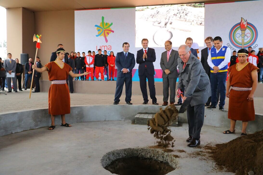 Peruvian President Pedro Pablo Kuczynski took part in a inauguration ceremony at the Lima 2019 Athletes' Village ©Lima 2019