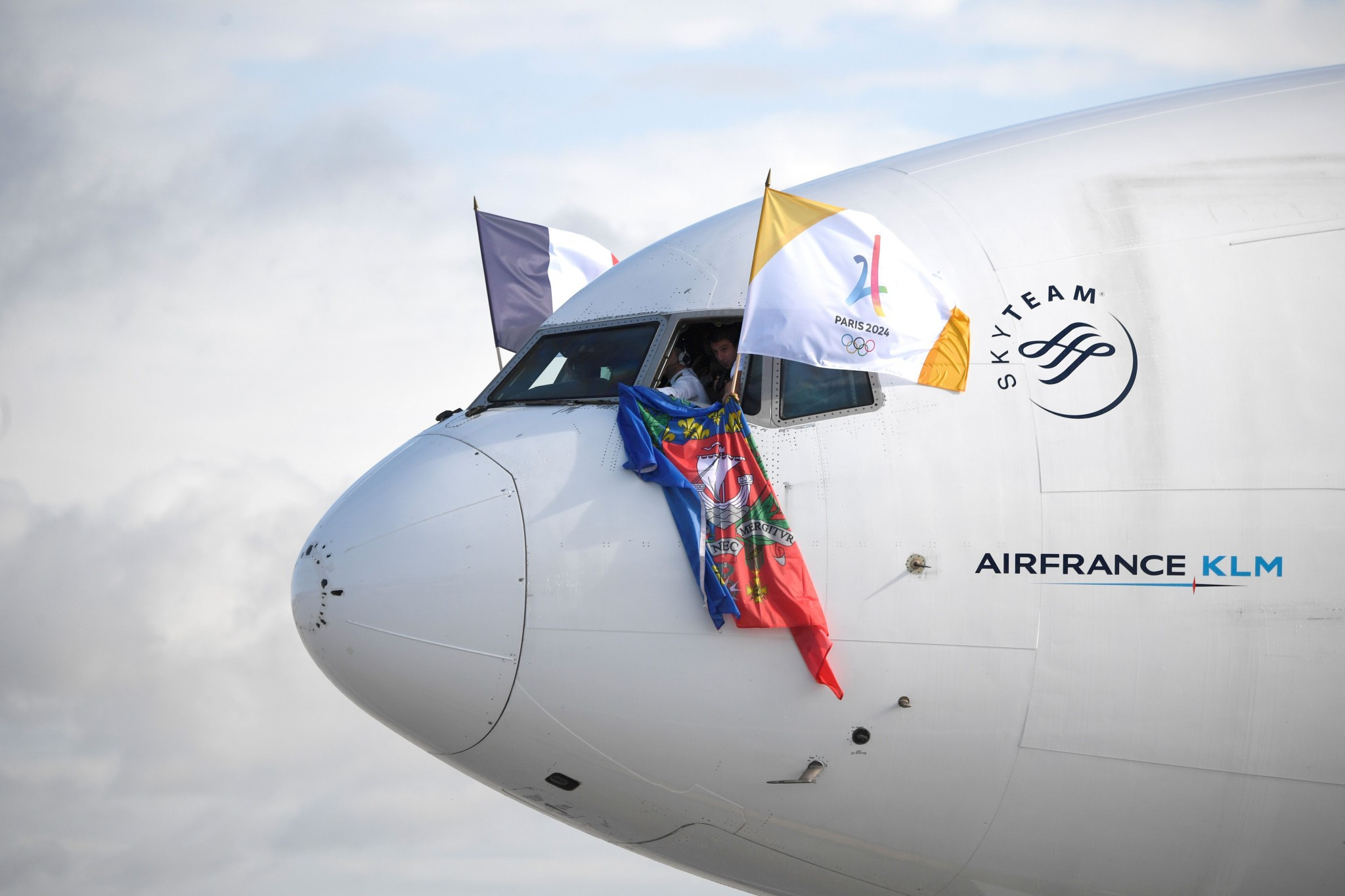 Paris 2024 arrived home to France in a special charter flight from Lima ©Getty Images