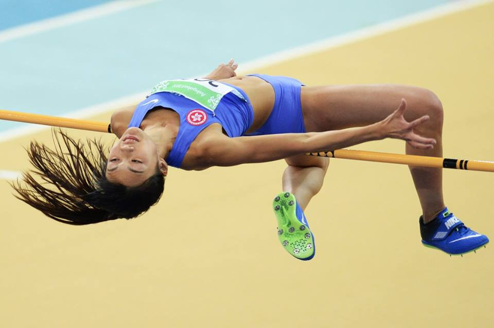 Yeung Man Wai of Hong Kong participates in the women's high jump ©Ashgabat 2017