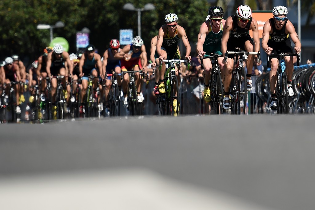 Cyclists on the streets of Rio during the triathlon test event ©Getty Images