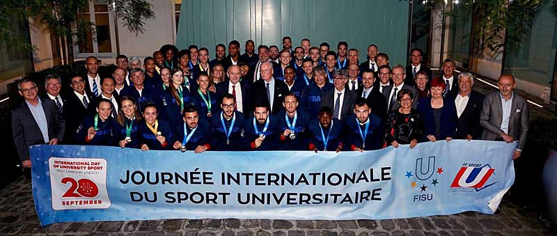 French university students being honoured for their success in Taipei ©French Federation of University Sport