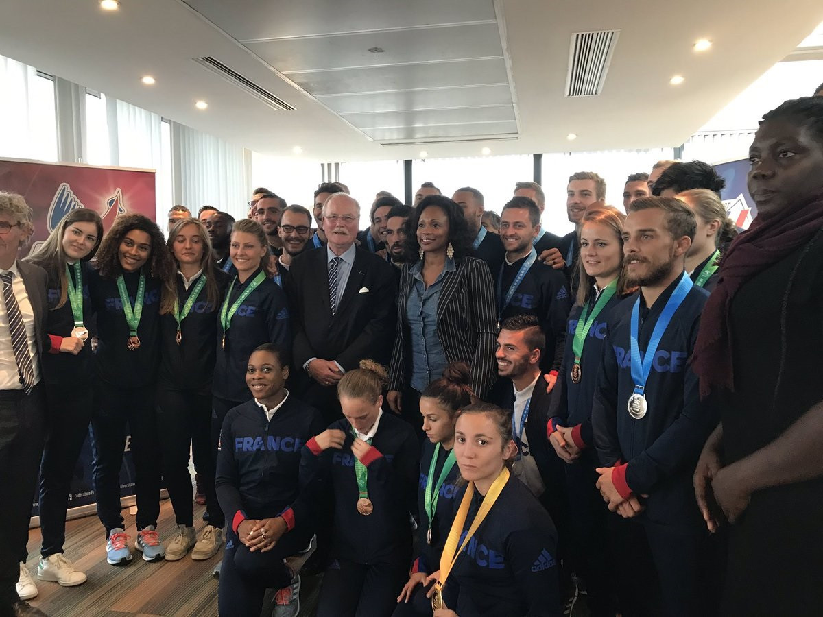 French Sports Minister Laura Flessel hosted medal winners from the Taipei 2017 Summer Universiade ©FISU