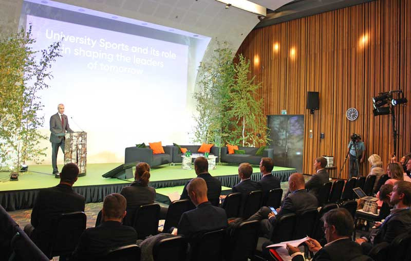 FISU President Oleg Matytsin delivered a keynote speech at the conference in Estonia ©FISU