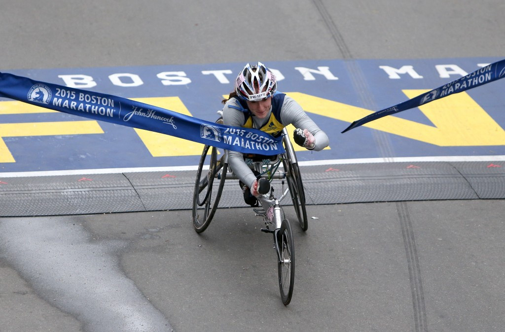 Tatyana McFadden has secured her third consecutive wheelchair race win at the Boston Marathon ©Getty Images