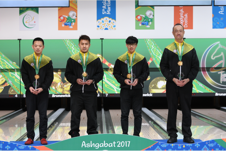 Chinese Taipei topped the podium in the men' team of four bowling event ©Ashgabat 2017/Nassos Triantafyllou/Laurel Photo Services