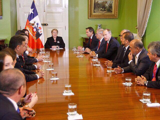 PASO officials meeting with Chilean President Michelle Bachelet in Santiago ©PASO