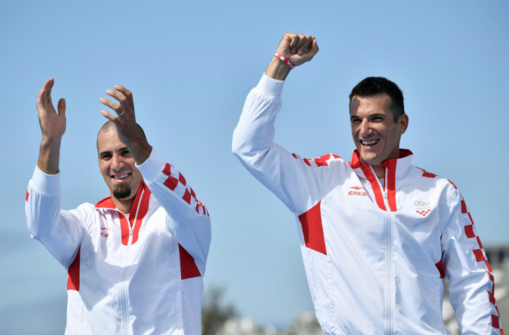 Croatia’s Martin and Valent Sinkovic, pictured celebrating Rio 2016 in the men's double sculls, were assured winners in the men's pairs semi-finals at the World Rowing Championships today 
©Getty Images
