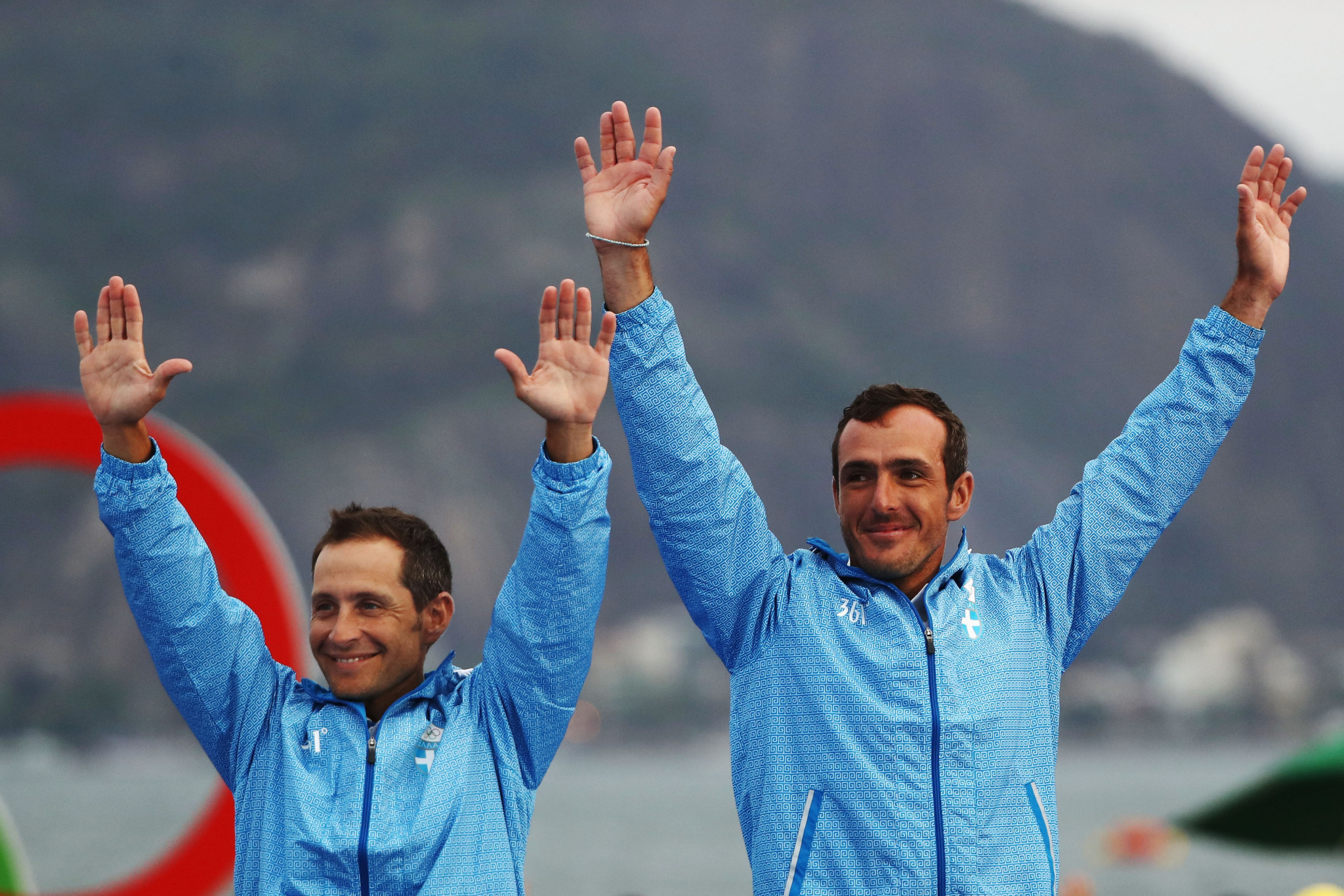 Olympic sailing bronze medallists Panagiotis Mantis and Pavlos Kagialis are supporting the work in Lesbos ©Getty Images