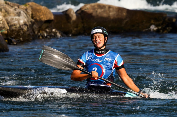 Britain's Mallory Franklin only earned the last qualifying spot in the women's C1final but then won gold at the ICF Canoe Slalom World Championships in Pau, south-west France ©ICF