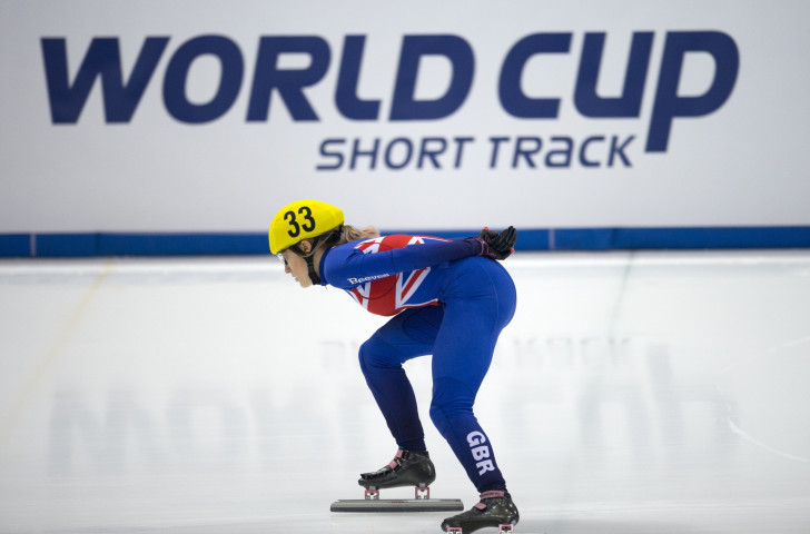 Britain's overall short track speed skating world champion Elise Christie has made a steady start at the Budapest World Cup, winning her 1500 and 1000m heats ©Getty Images

