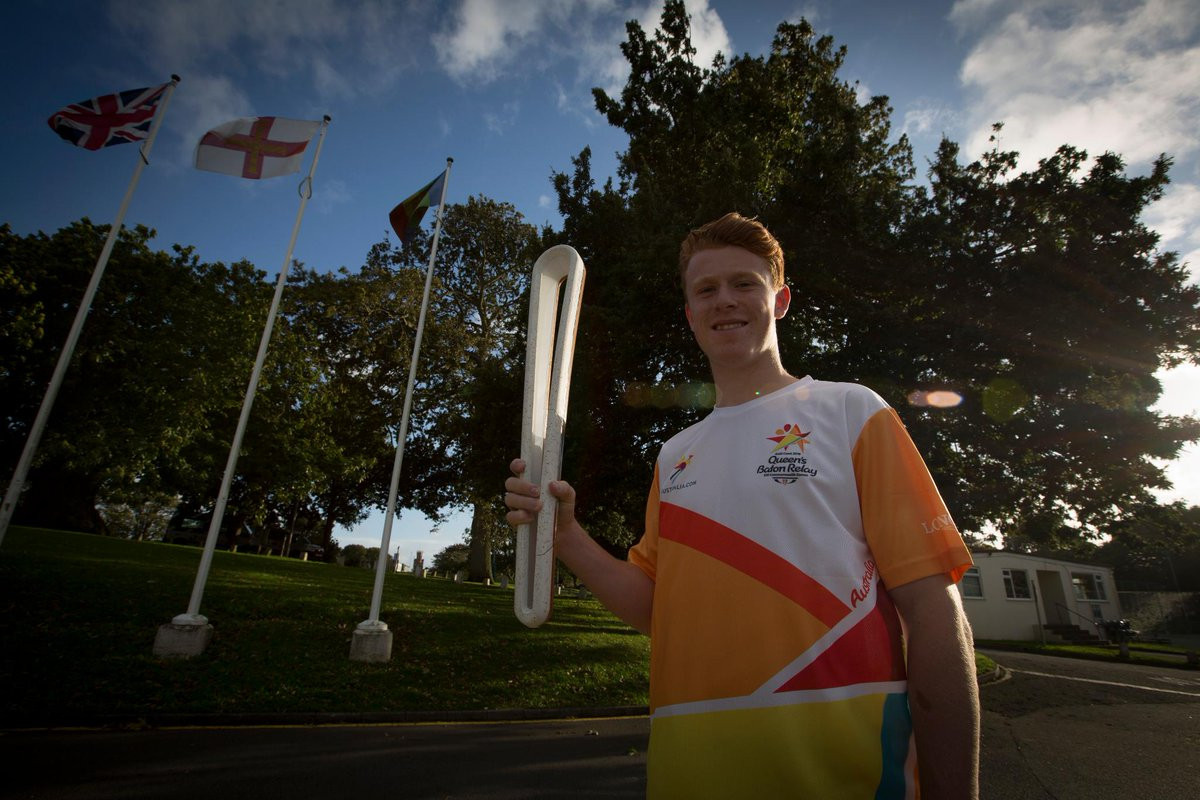 Cameron Chalmers, who carried the Queen's Baton Relay during its recent visit to Guernsey, is among the Island's early selections for Gold Coast 2018 ©Twitter
