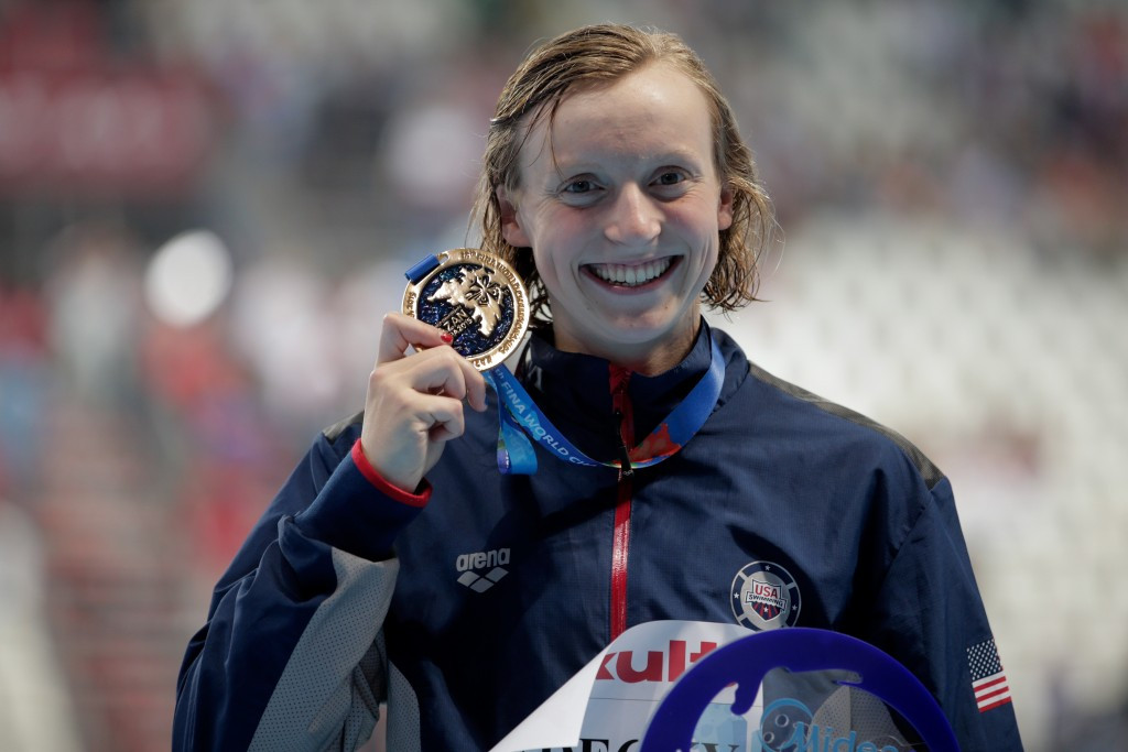 American teenage star Katie Ledecky secured five golds during the World Aquatics Championships ©Getty Images