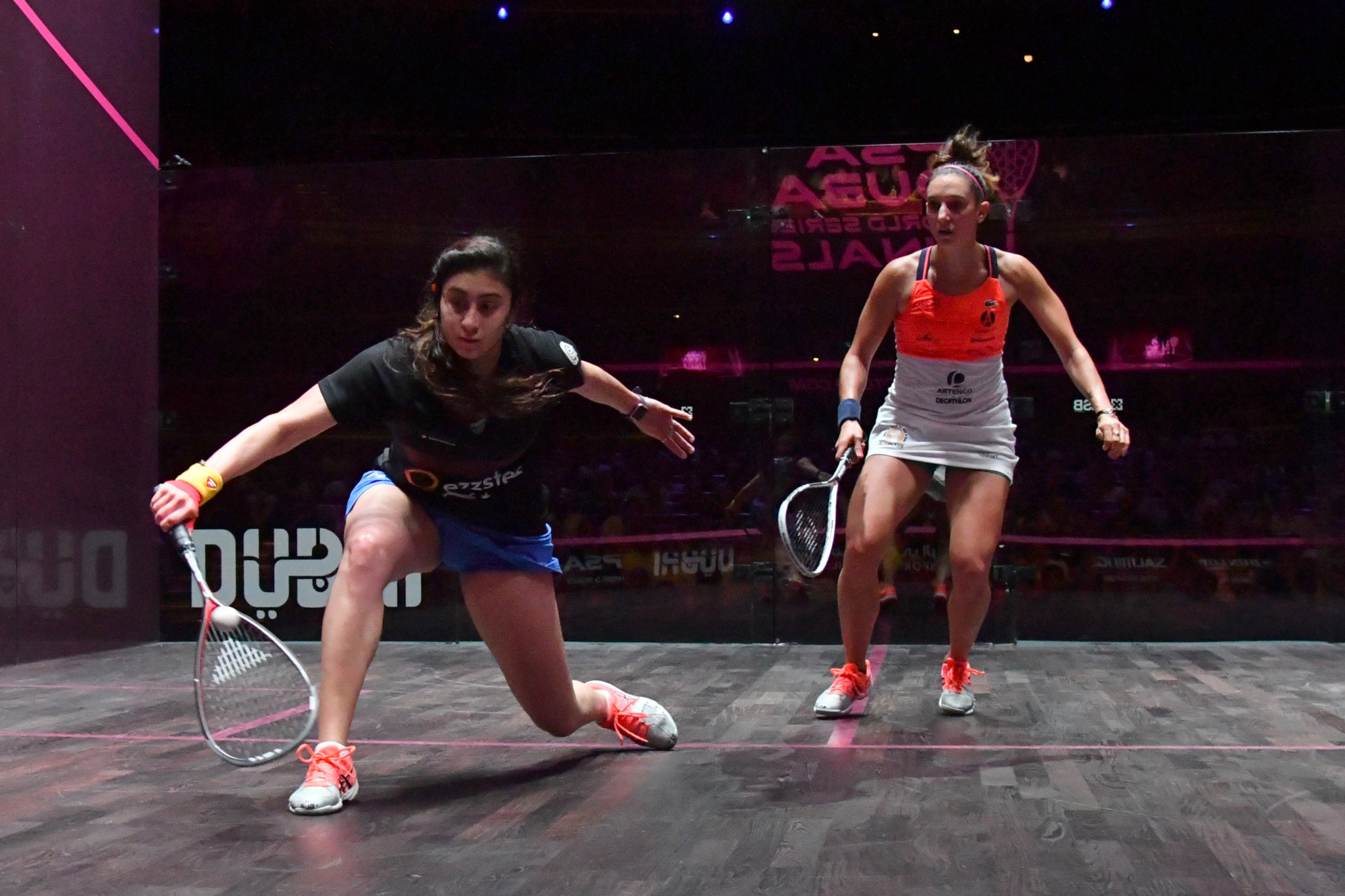 Nour El Sherbini, left, and Camille Serme are the top two in the women's rankings ©Getty Images