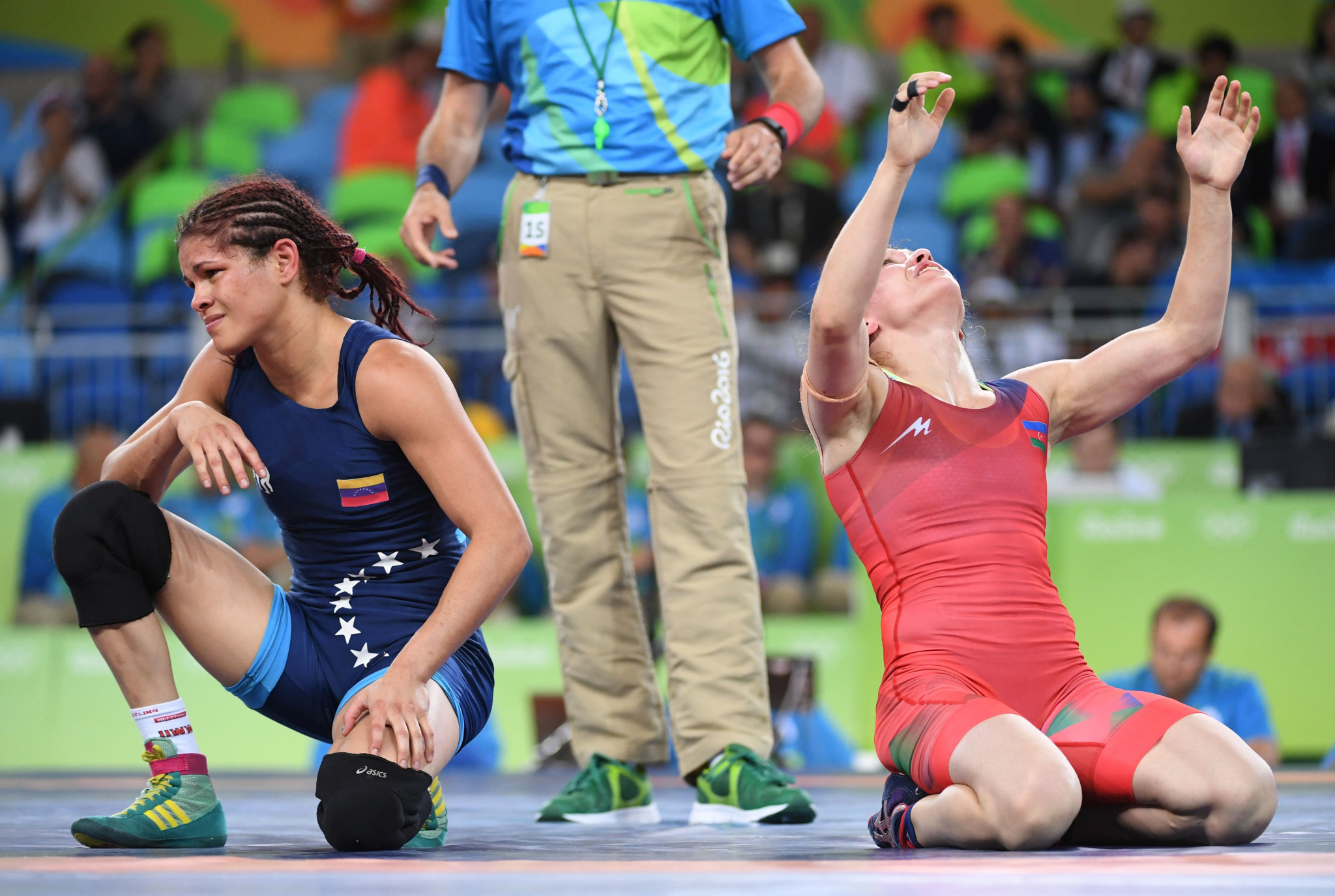 Betzabeth Angelica, left, was one of two Venezuelan wrestlers defeated in bronze medal matches at Rio 2016 ©Getty Images