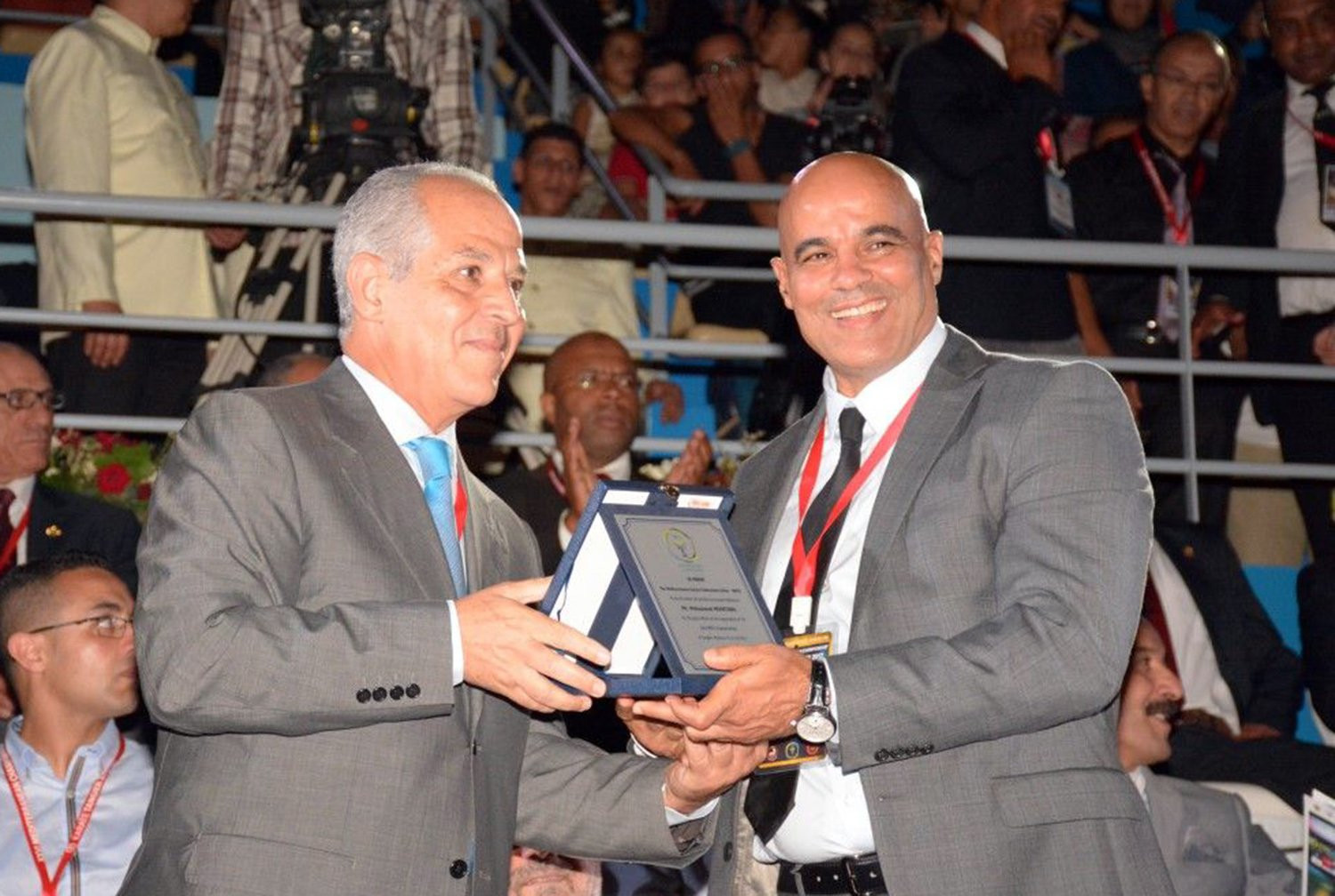 Bechir Cherif, left, the third vice-president of the WKF, will serve a six-year term as MKFU President ©WKF
