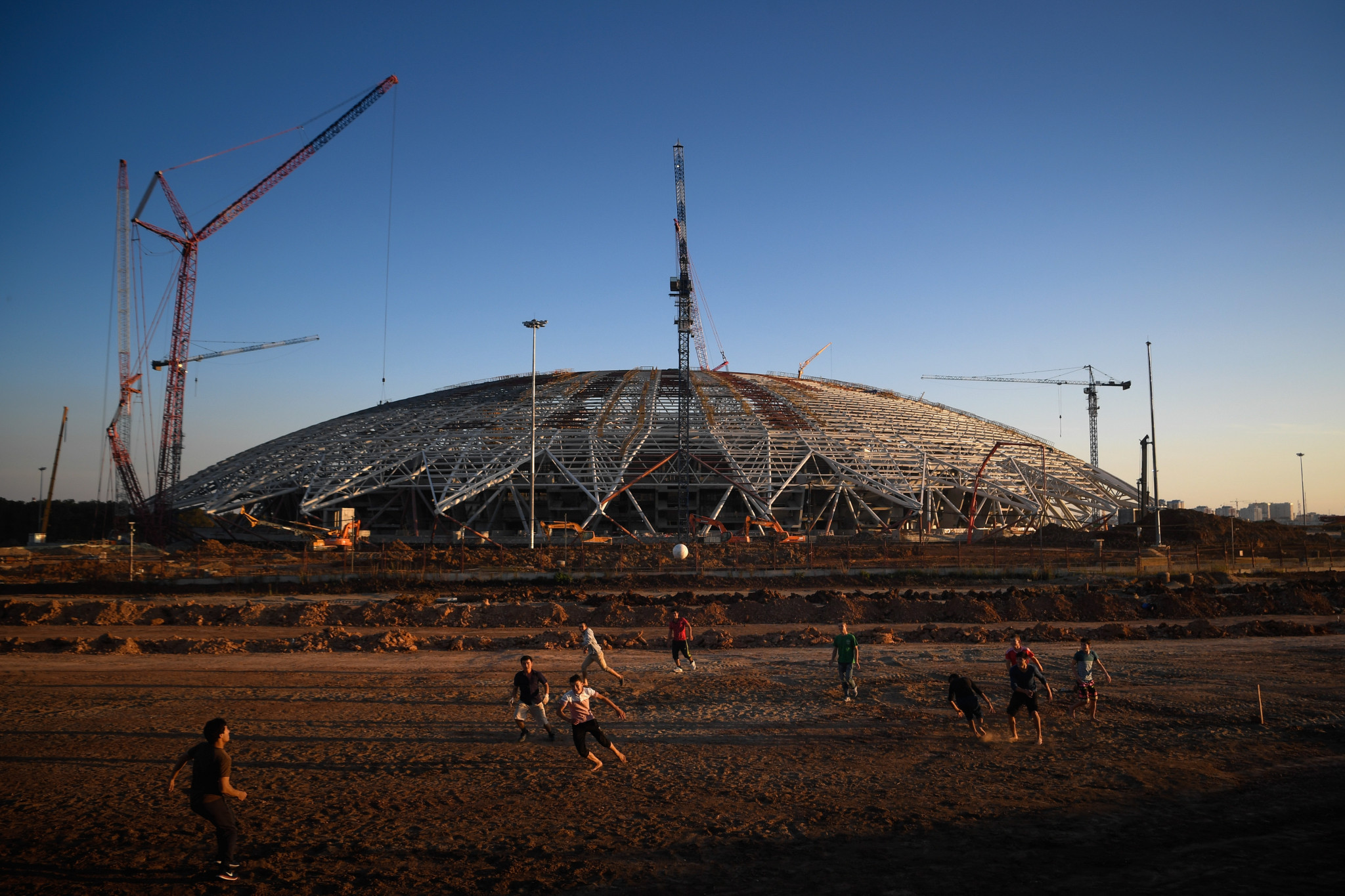 The 45,000-seat Samara Arena remains behind schedule ©Getty Images