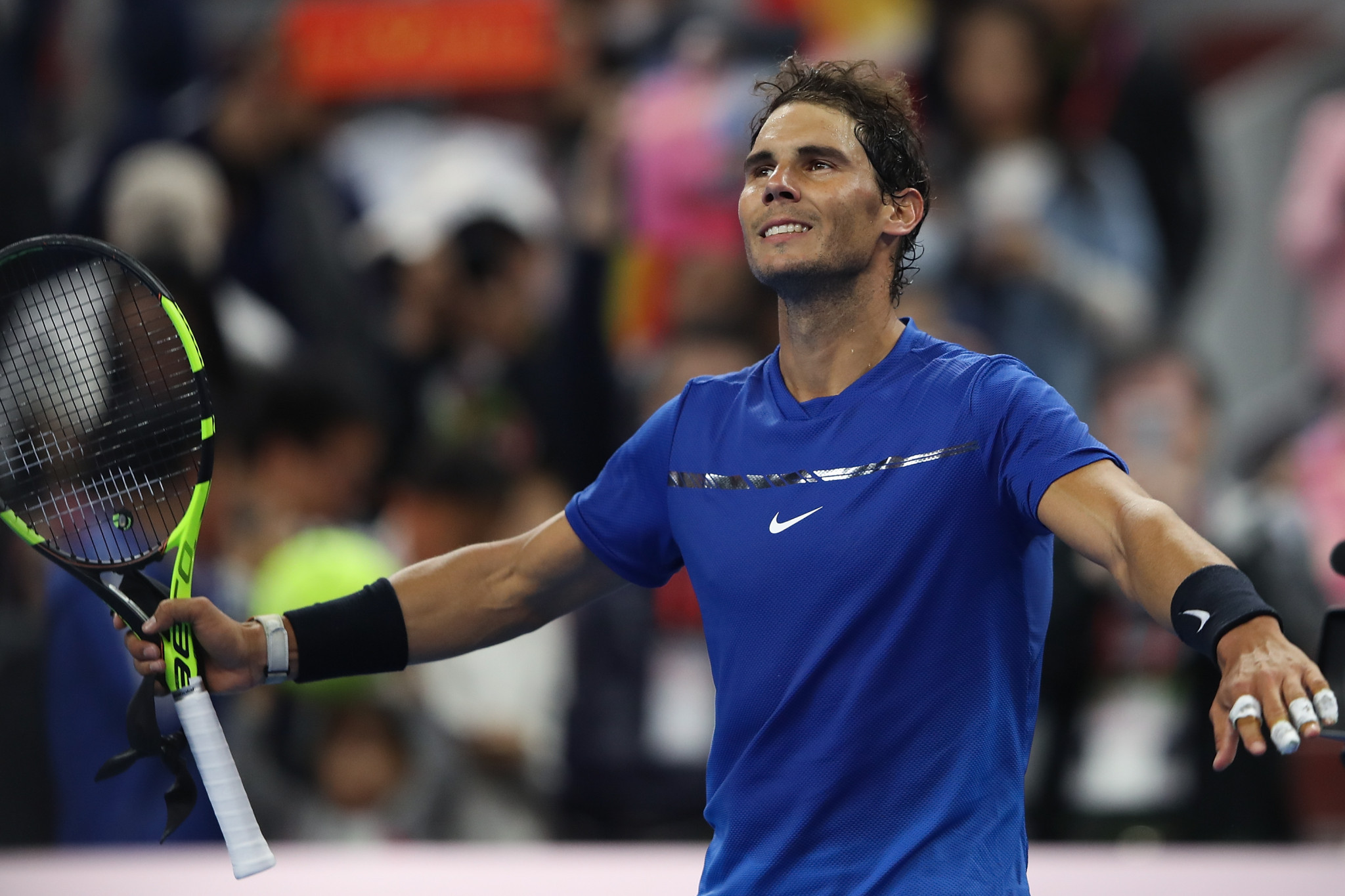 World number one Rafael Nadal breezed through to the quarter-finals of the China Open after beating Russia’s Karen Khachanov in straight sets today ©Getty Images