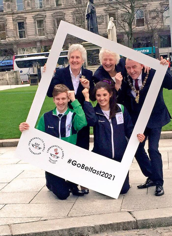 CGF President Louise Martin, top left, claimed the 2021 Commonwealth Youth Games in Belfast could help bring communities in Northern Ireland closer together ©Belfast 2021