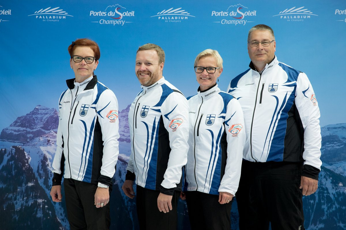 Finland secured the opening victory of the World Mixed Curling Championships ©Twitter
