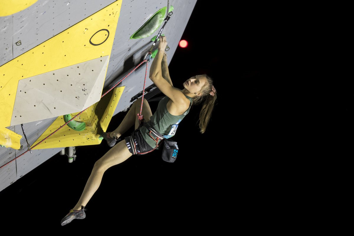 Janja Garnbret made it to the top of the wall in the lead final ©Mountain Association of Slovenia