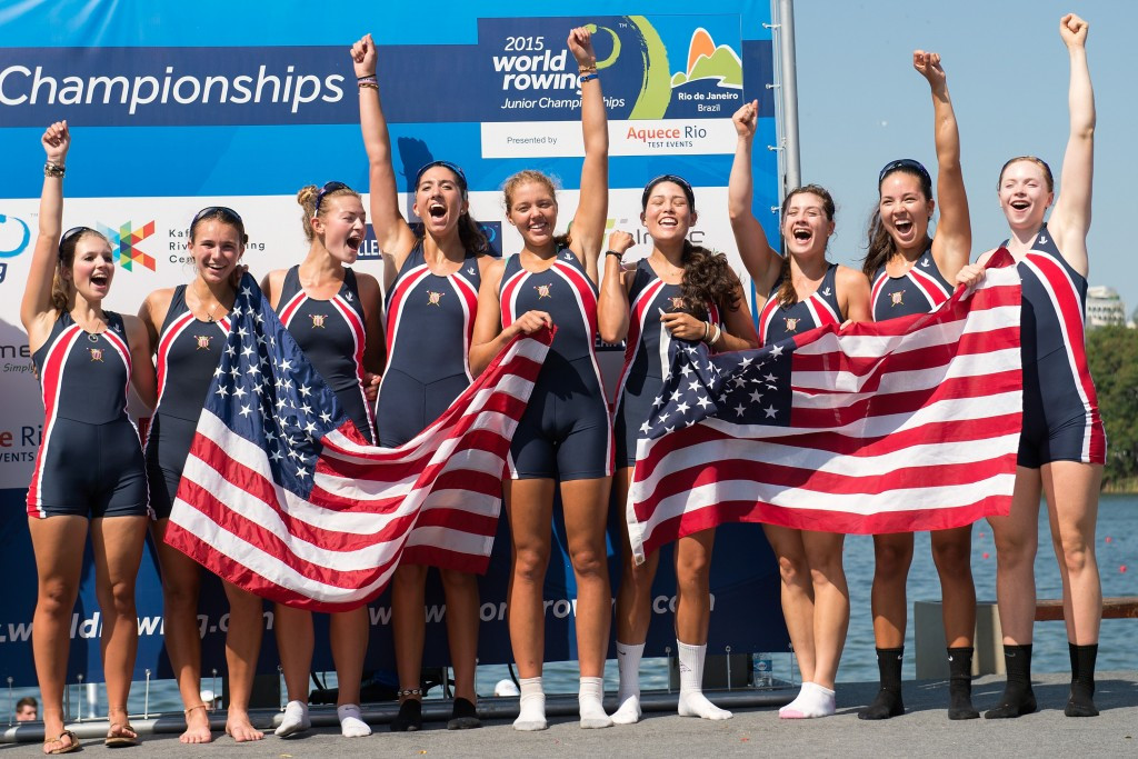 United States celebrate bronze in the women's eight, despite some of the team having struggled with illness in the build-up
