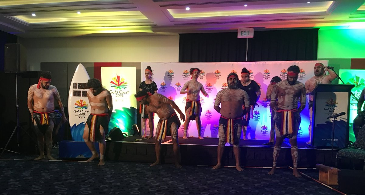 The indigenous Yugambet language group gave a traditional welcome ©Twitter