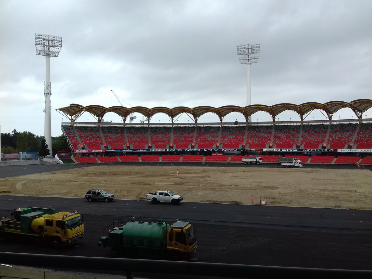 Work is already underway at Carrara Stadium, as organisers prepare to lay the athletics track ©ITG