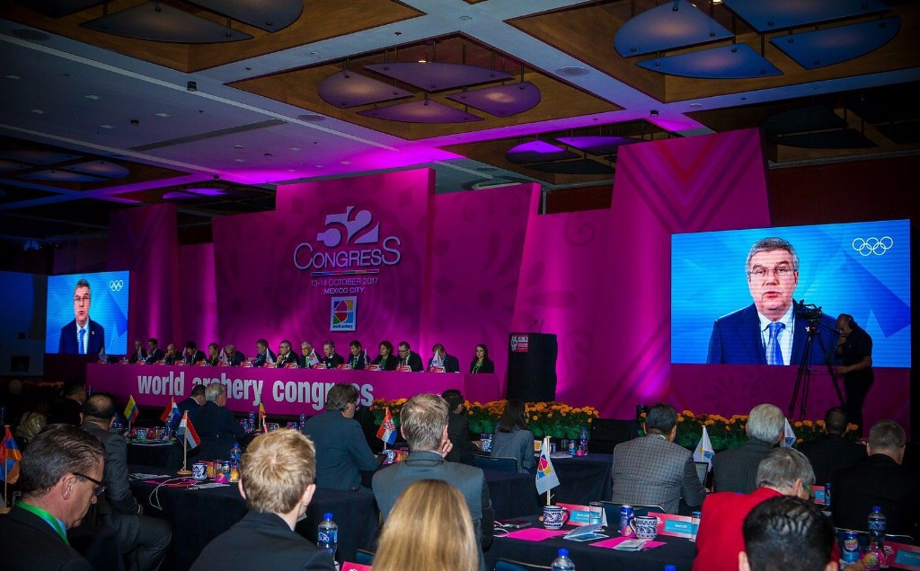 IOC President Thomas Bach delivered a video message to the Congress ©World Archery
