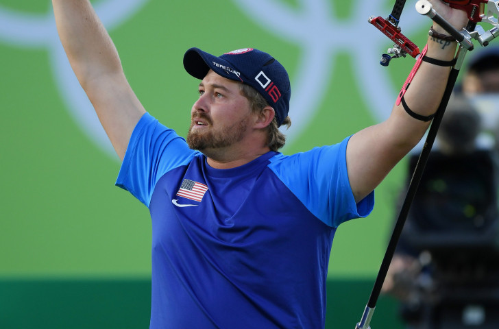 Brady Ellison, pictured celebrating winning Olympic bronze in Rio, is one of the leading archers helping to popularise the sport in the United States ©Getty Images