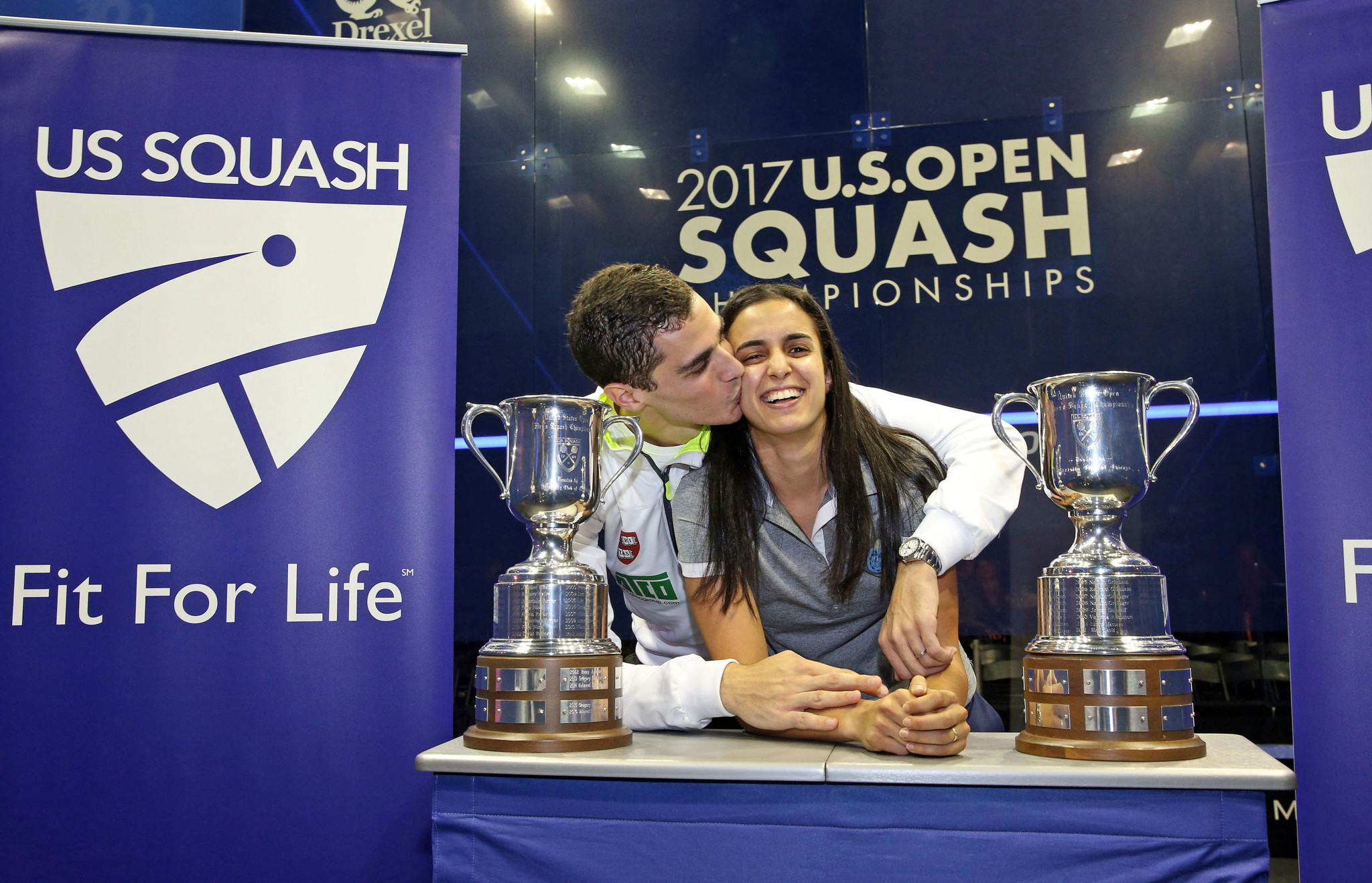 Egypt's Ali Farag and Nour El Tayeb both triumphed at the PSA US Open today to become the first married couple in sporting history to win the same major title on the same day ©PSA