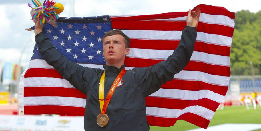 Jarryd Wallace set a world record time on his way to winning the men's 100m T43/44 final ©US Paralympics/Twitter